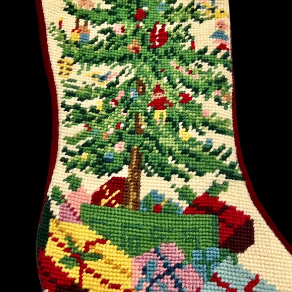 Christmas Needlepoint Stocking Vintage Monogrammed Russ - Picture 7 of 11